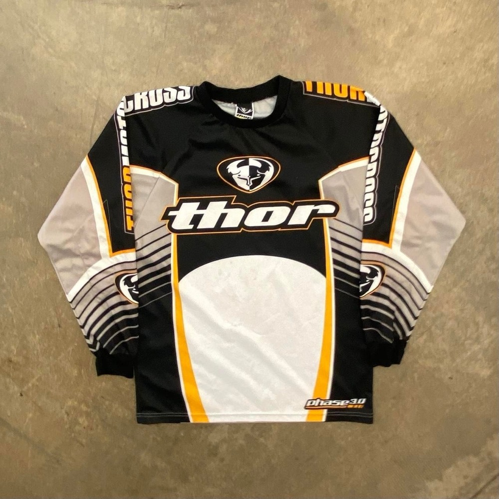 Vintage Thor Motorcross Y2K Dirt Bike 2000s Longsleeve Jersey Size Small